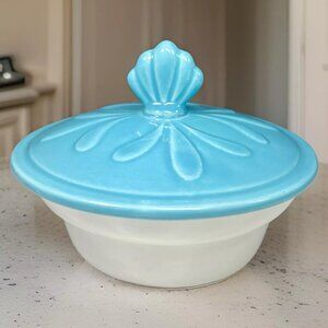Vintage California‎ Pottery USA Covered Turquoise Casserole Dish Lid Art Deco